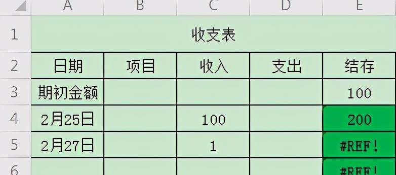 表格学习4--制作简单收支表